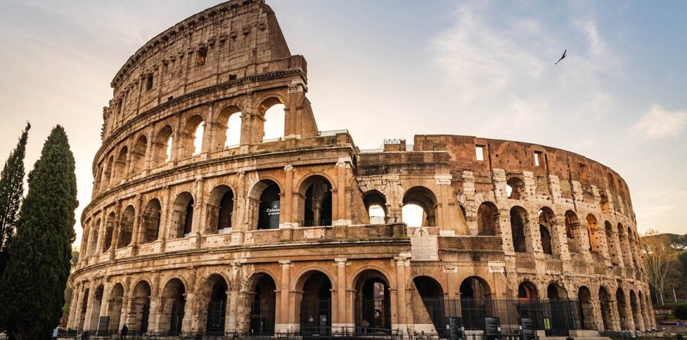 italy, rome, colosseum, nature, sunset, ancient architecture, travel, roman arena, tourists